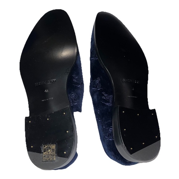 Burberry Blue Loafers Velvet Embroidered Formal Mens 8 Formal Wayne NWOB ? main image 11